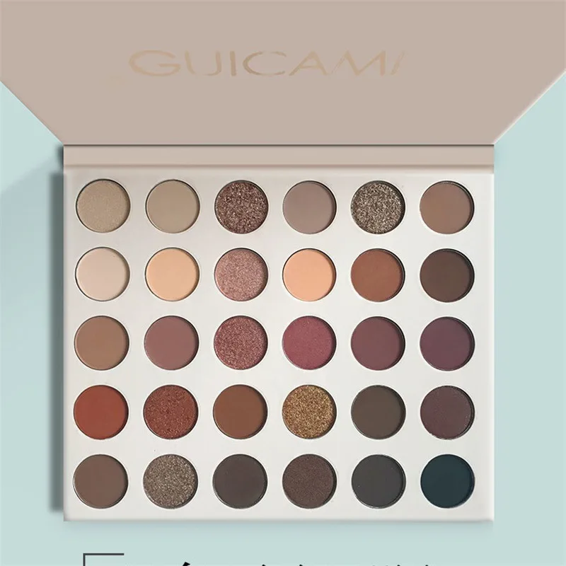 ГУИКАМИ Натуральная палетка теней для век Глиттер Перл, 30 цветов Легко наносится.
