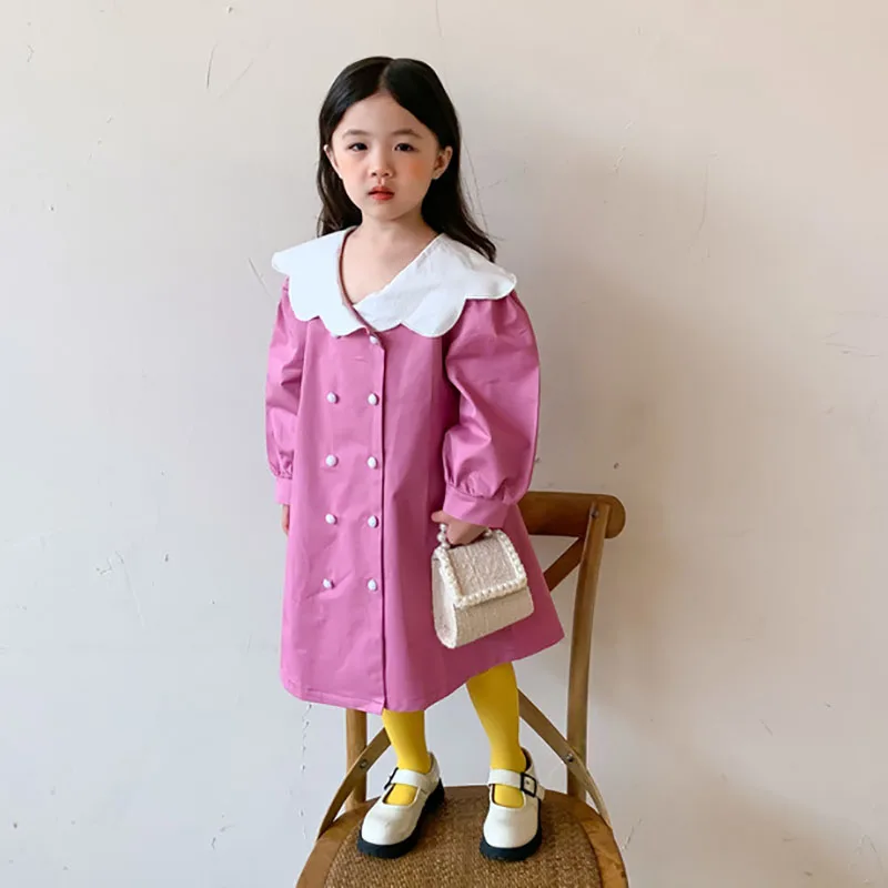 MILANCEL 2022 autunno nuovo vestito per bambini vestito da ragazza con colletto a giro solido coreano