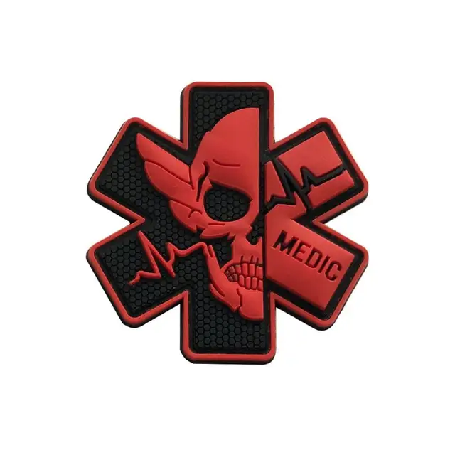 MEDIC Skull Tactical Military Patches PARAMEDIC Decorative Reflective Medical Cross EMT MED bags Embroidery Badges 2