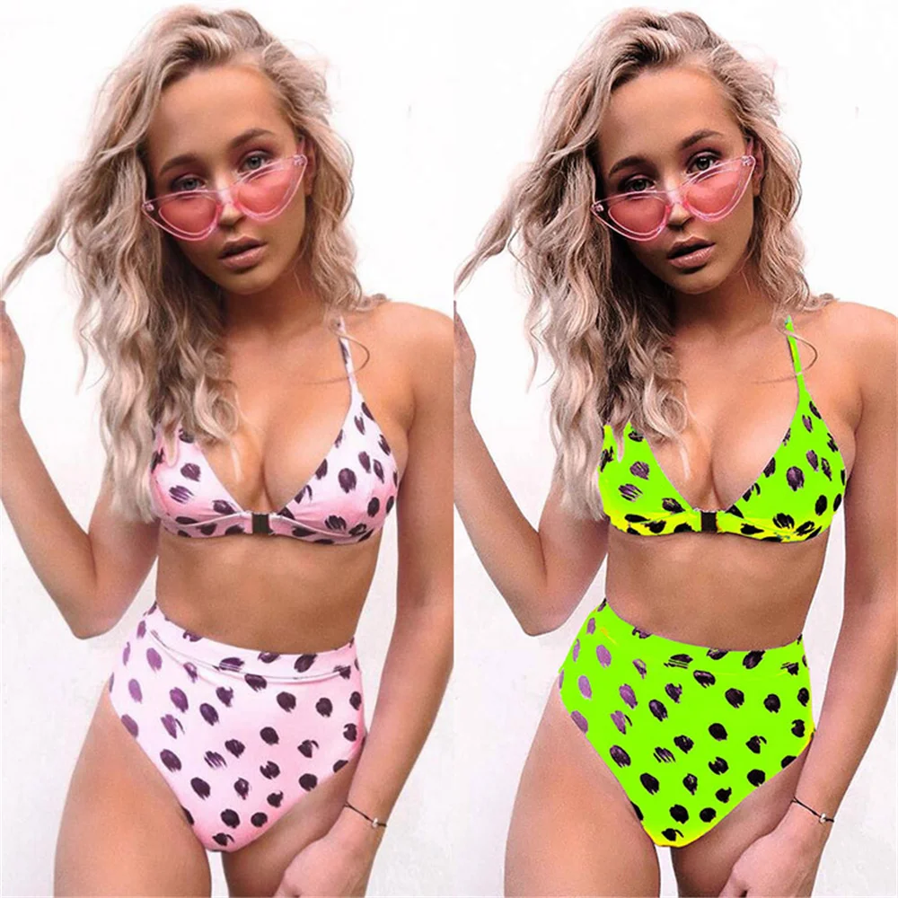 

Bikini 2021 Sexy Leopard High Waist Halter Swimwear Swimsuit Women Bikinis Set Bathing Suit Beach Bikini Female Push Up Biquinis