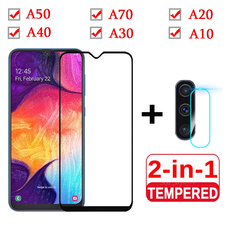 2 в 1 Защитное стекло для Samsung Galaxy A50 50 Камера Протектор экрана A40 A70 A30 A20 A10 пленка из
