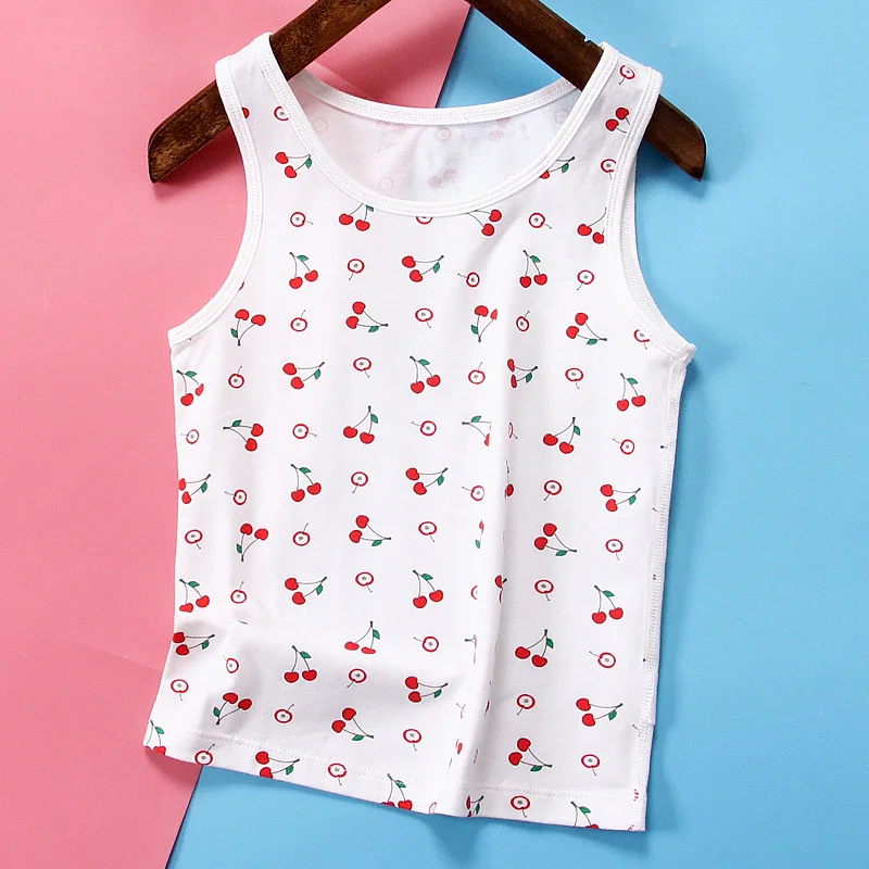 

2021 Summer Girls Tops Children's 100% Cotton Sleeveless Vest For Boys Cartoon Printed Tank Top Camis Casual Toddler Underwear