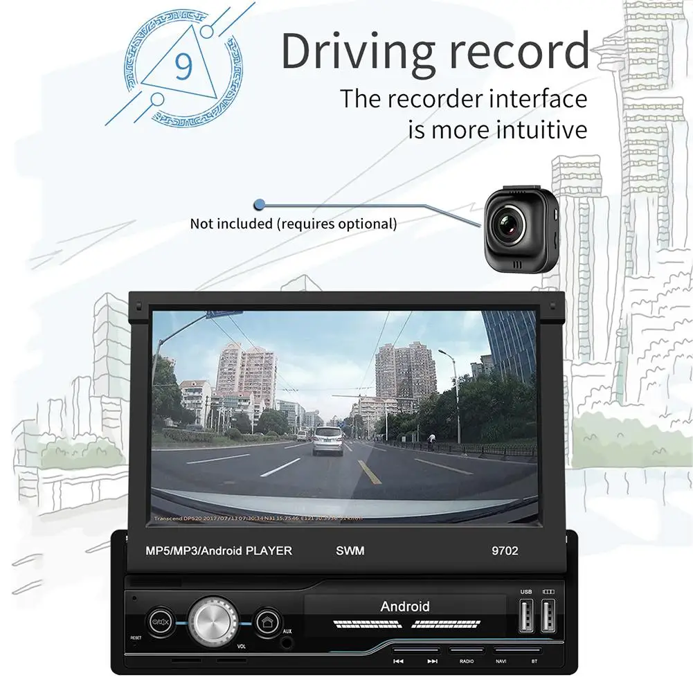 Радио автомобиля 7 дюймов Android GPS навигации радио Wi Fi зарядка через USB 1 Din HD