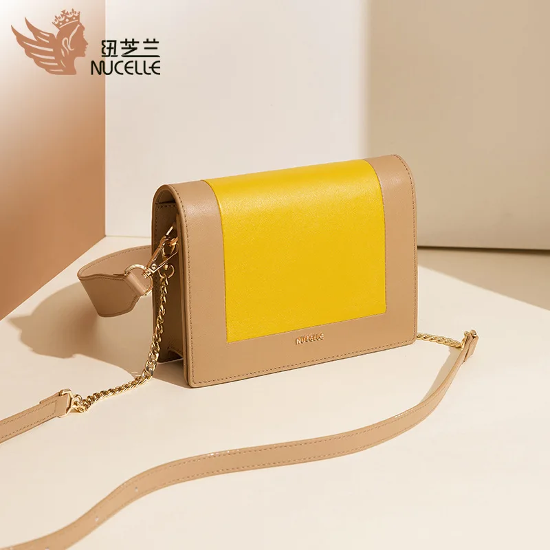 

NUCELLE Leather women's bag 2020 autumn/winter new fashion one-shoulder bag handbag luxury designer bump color women's slant bag