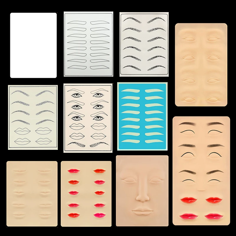 

Microblading Tattoo Practice Skin Eyebrow Lip Blank Synthetic Rubber PMU Eyeliner Simulation Fake High Quality Training Set