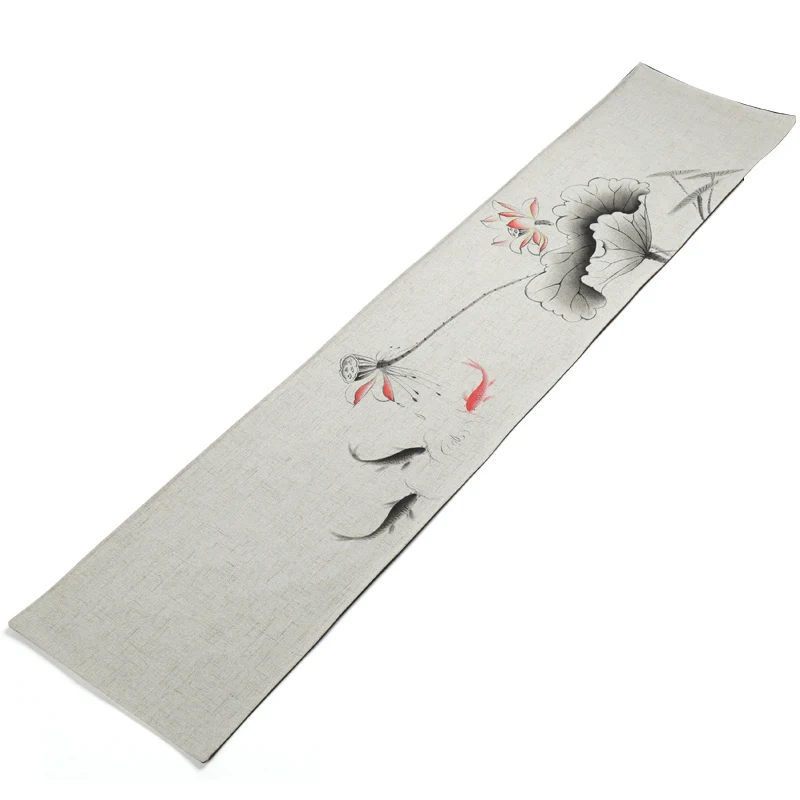 

Coffee Tea Table Runner Hand-painted Tea Linen Dining Zen Chinese Style Modern Minimalist Flag Tea tray Decoration Home Living