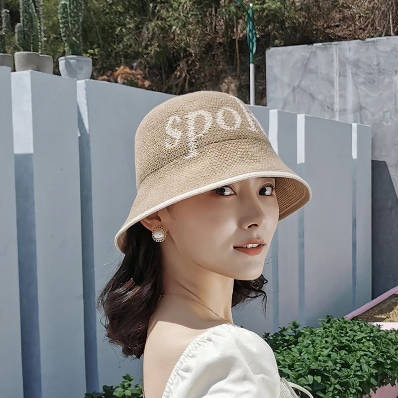 Шляпа рыбака с надписью для весны и осени женская пляжная шляпа от солнца Панама