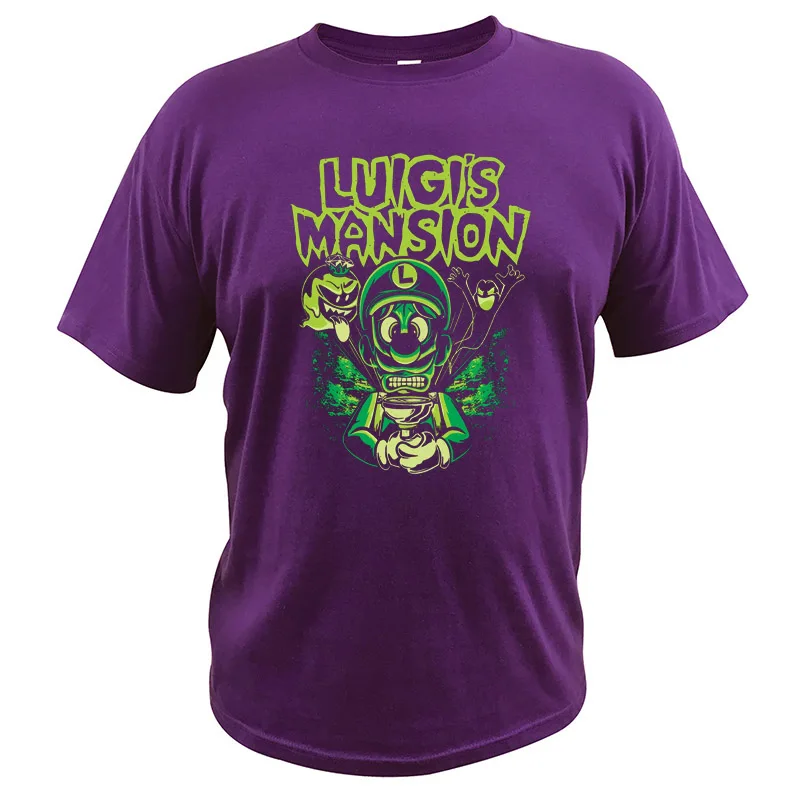 Фиолетовый Luigi's Mansion 3 футболка футболки для видеоигр Мэрилин Мэнсон Луиджи цифровая печать хлопок дышащие топы высокого качества - Цвет: Фиолетовый