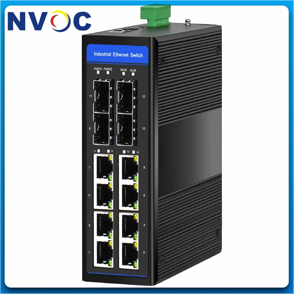 8x10/100/1000Base-TX + 4x100/1000Base-FX SFP гигабитный Промышленный Коммутатор 8RJ45 4SFP слот