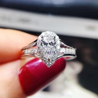 huitan new trendy female engagement rings aaa water drop white cubic zirconia gorgeous proposal ring girlfriend anniversary gift