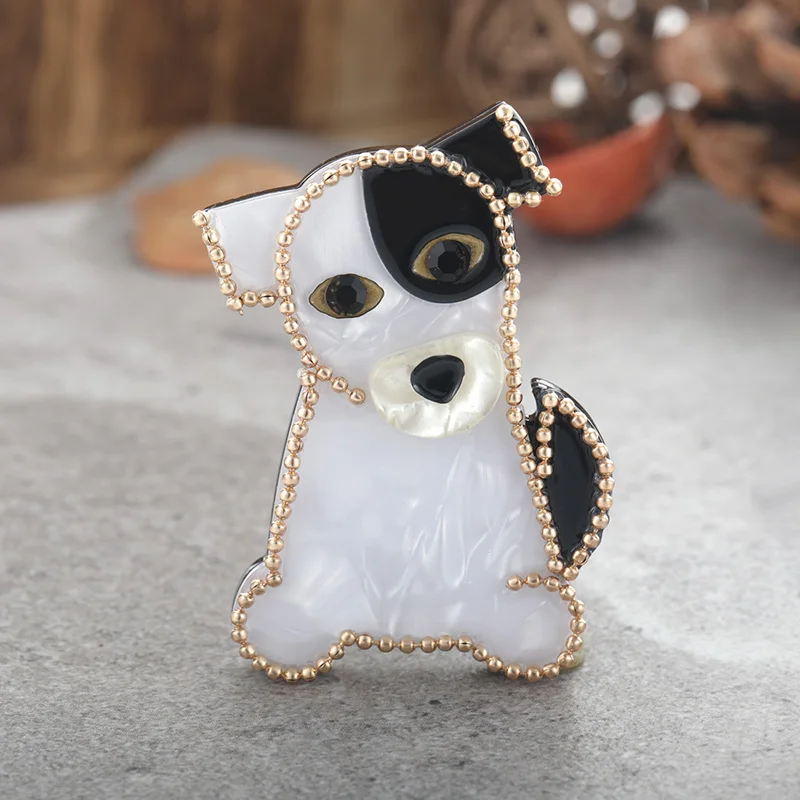 Funmor Cute Dog Brooches Acrylic Pins New Style Jewelry For Women Men Gathering Holiday Decoration Accessories Bead Coat Bijoux | Украшения