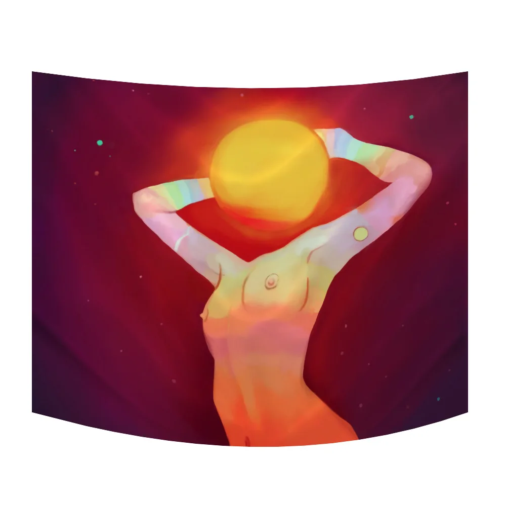 

Psychedelic color Mars planet human body tapestry Nordic small fresh hanging cloth living room bedroom decoration cloth