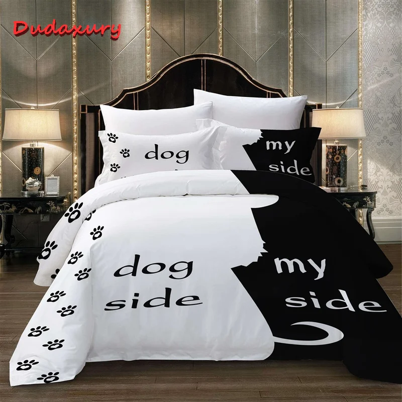 

Dudaxury 2/3pcs Duvet Cover Set Black and White Printing Series Simple Bedding 220x240 Queen King Duvet Cover Pillowcase