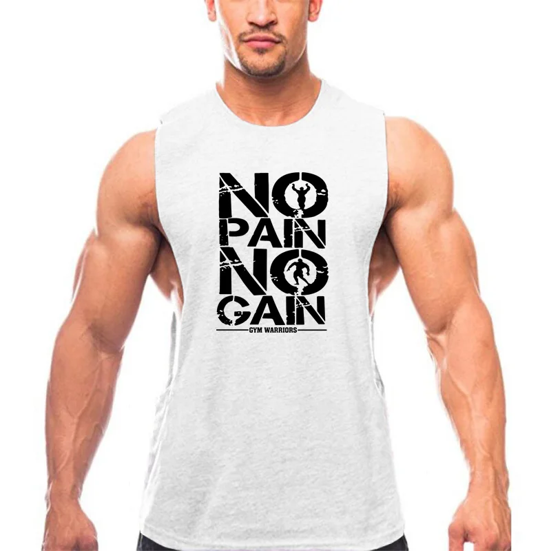 

New Fitness Vest Men Tank Top Muscle Sleeveless Shirt Bodybuilding Undershirt Cotton O-neck Singlets Brand Gyms Clothing
