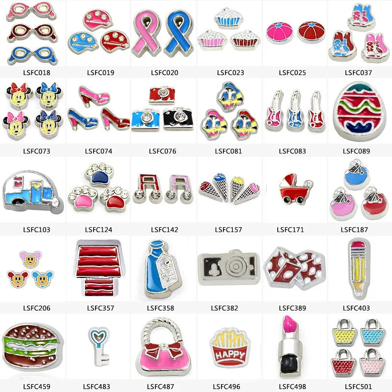 10PCS! Mix Color Mini Floating charms Zinc Alloy Fit lockets &amp locket bracelet LSFC018-501 | Украшения и аксессуары