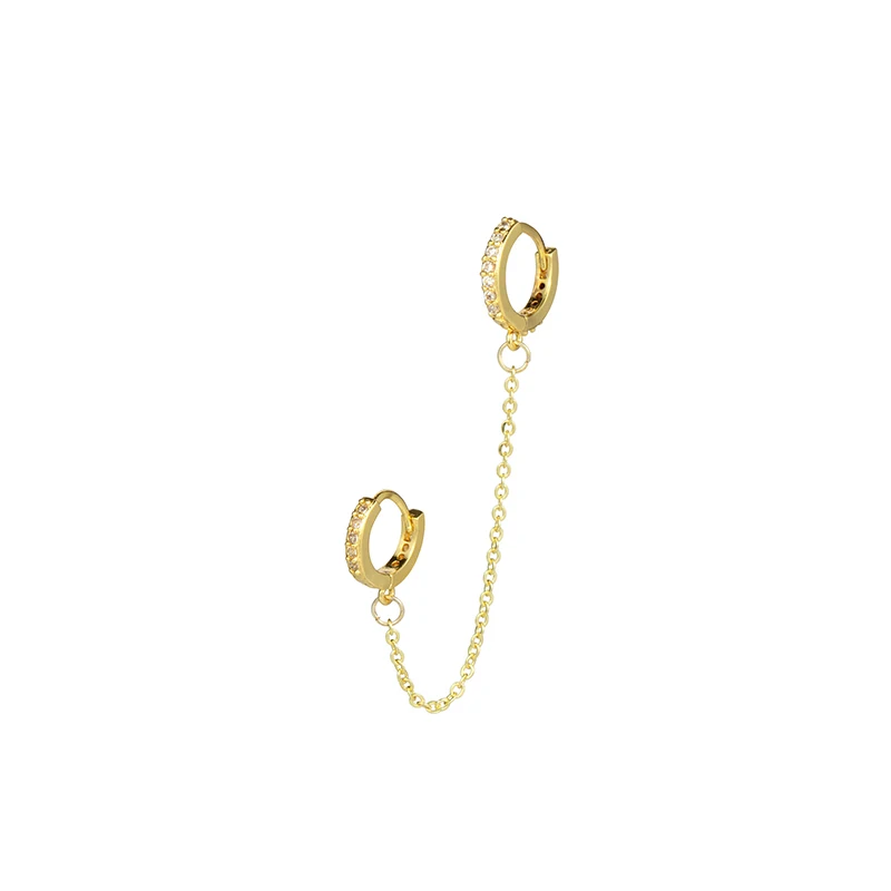 

MODRSA Double Pierced Nose Rings Nose Chain Zircon Nose Stainless Steel Stud Earrings Decorative Earrings Fashion Pierced Jewelr