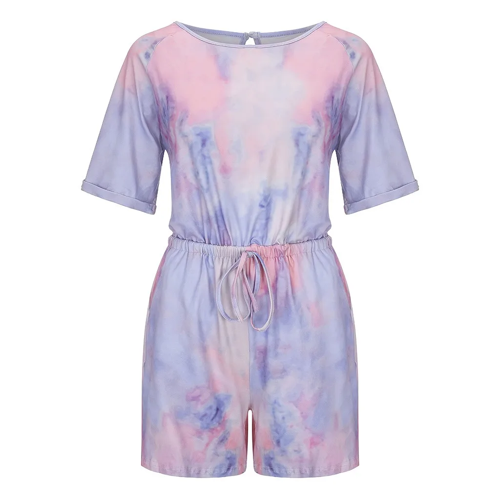 Женский свободный комбинезон с коротким рукавом модный пикантный круглым