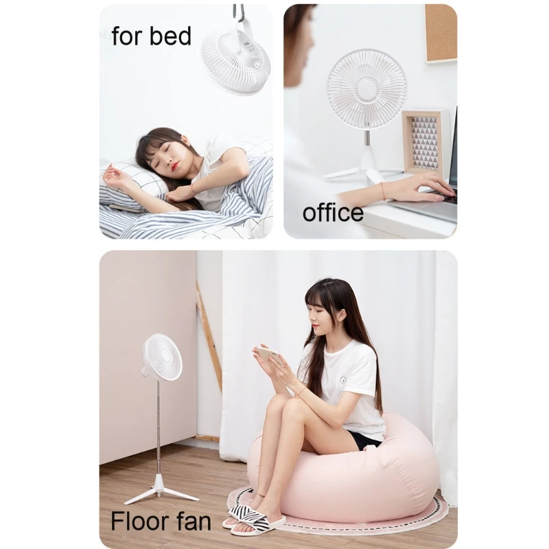 

Foldable Telescopic Desk Fan Wireless Use Built In USB Rechargeable 4 Speed,Quiet For Bedroom Rooms Home Camping Office
