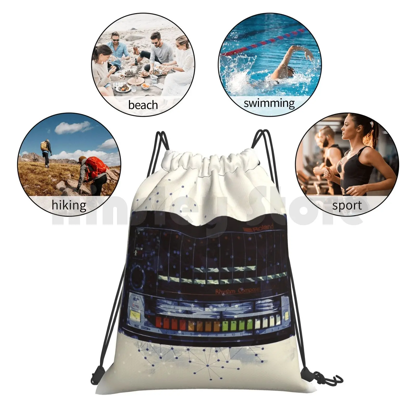 808 барабанная машина абстрактный дизайн рюкзак сумка на шнурке для верховой езды