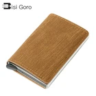 BISI GOROАнти-кражи клатч в штучной упаковке Для мужчин Для женщин Для мужчин кошелек 2021 Новый блокировки радиочастотной идентификации, держатель для карт из джинсовой ткани Бизнес всплывающее окно удостоверения личности Металла Чехол