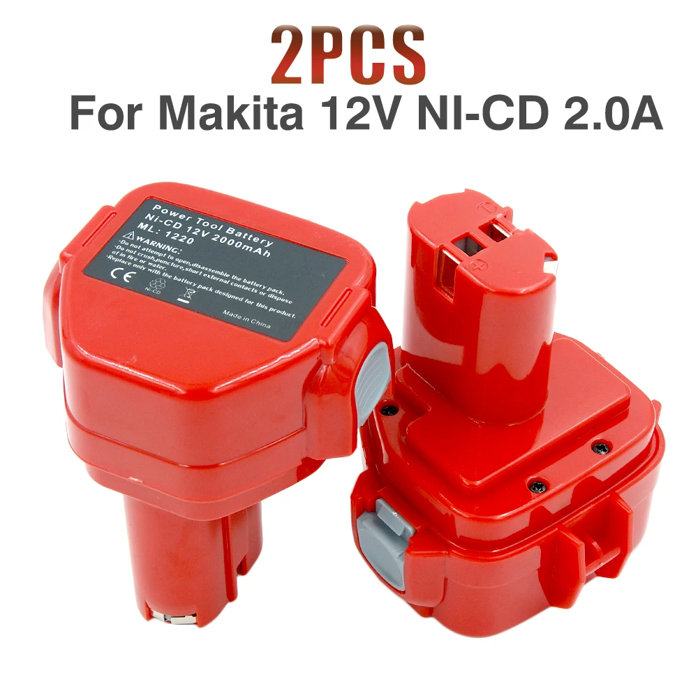 

2Pcs 12V Ni-CD PA12 2000MAH Replacment Battery for Makita Rechargeable Power Tools 1222 1220 6271D 192598-2 193981-6 638347-8
