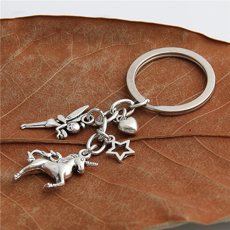 1 шт. брелок для ключей с изображением Феи единорога звезды сердца женщин и
