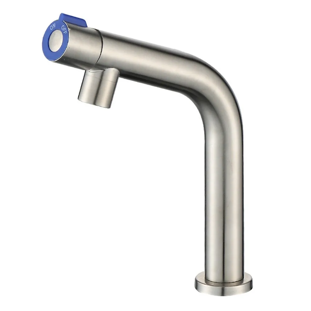 

1 Pcs Kitchen Toilet Basin Faucet Stainless Steel Single Cold Basin Faucet Single Hole Rotary Switch Style Single Hole Faucet