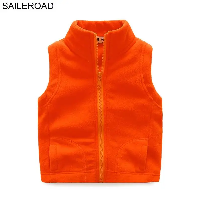 SAILEROAD/зимний детский жилет; флисовая водолазка; одежда для детей; теплый жилет без рукавов для мальчиков; жилет для подростков - Цвет: autumn orange