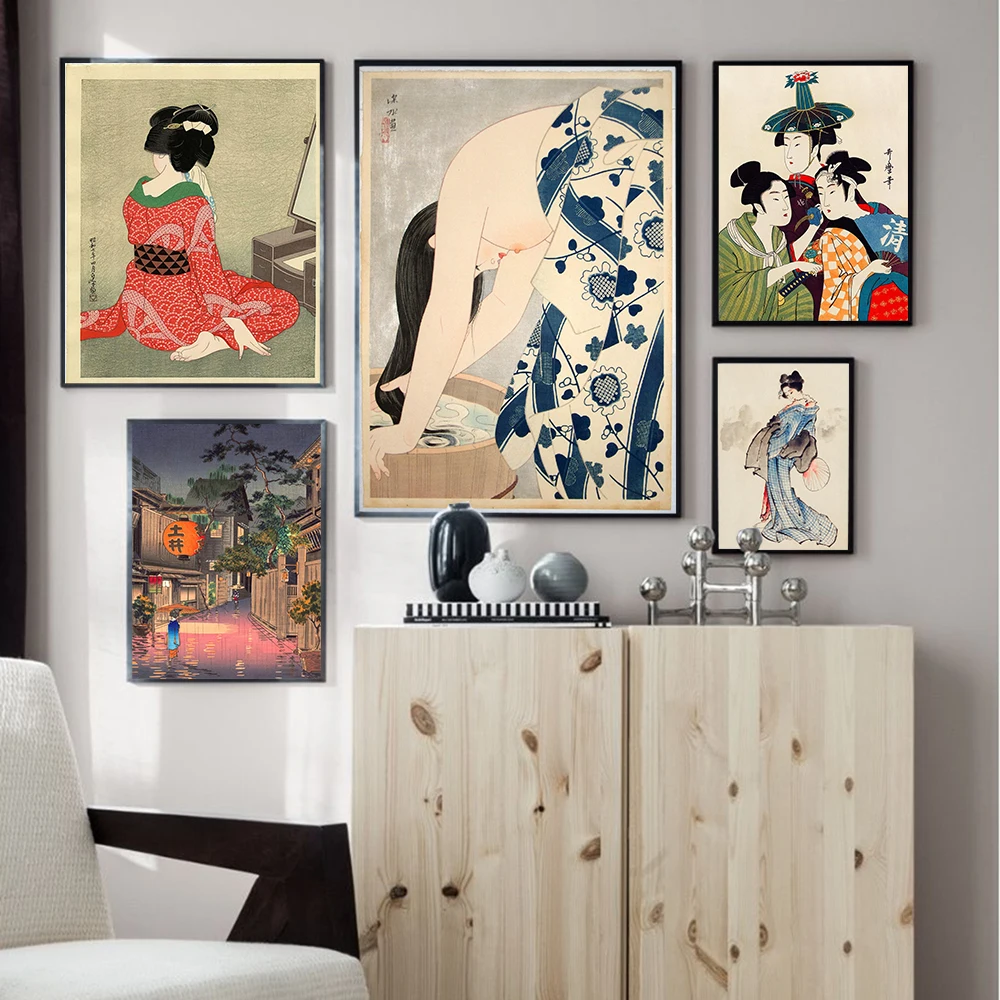 

Vintage Oriental Art Prints Painting Pictures Wall Art Geisha Japanese Tsuchiya Koitsu Modular Nordic Canvas Posters Home Decor