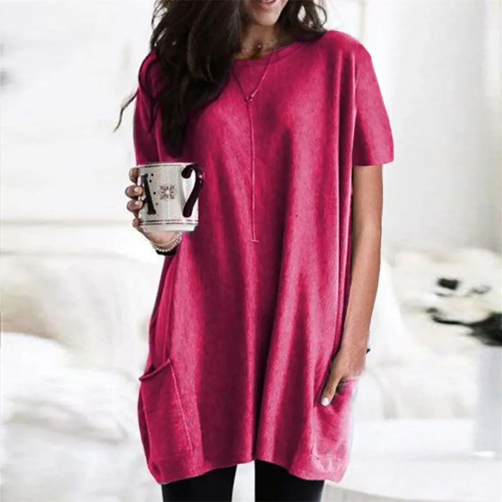 Женская длинная футболка KANCOOLD повседневная Однотонная большого размера с