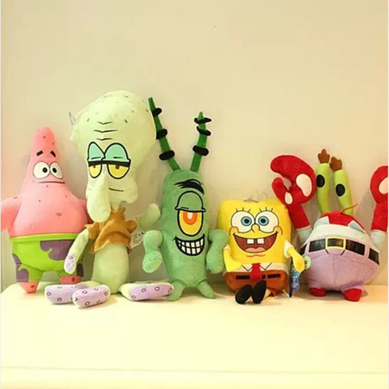 6 шт./компл. набор плюшевых игрушек в стиле фильма Spong Bob для всей семьи Патрик