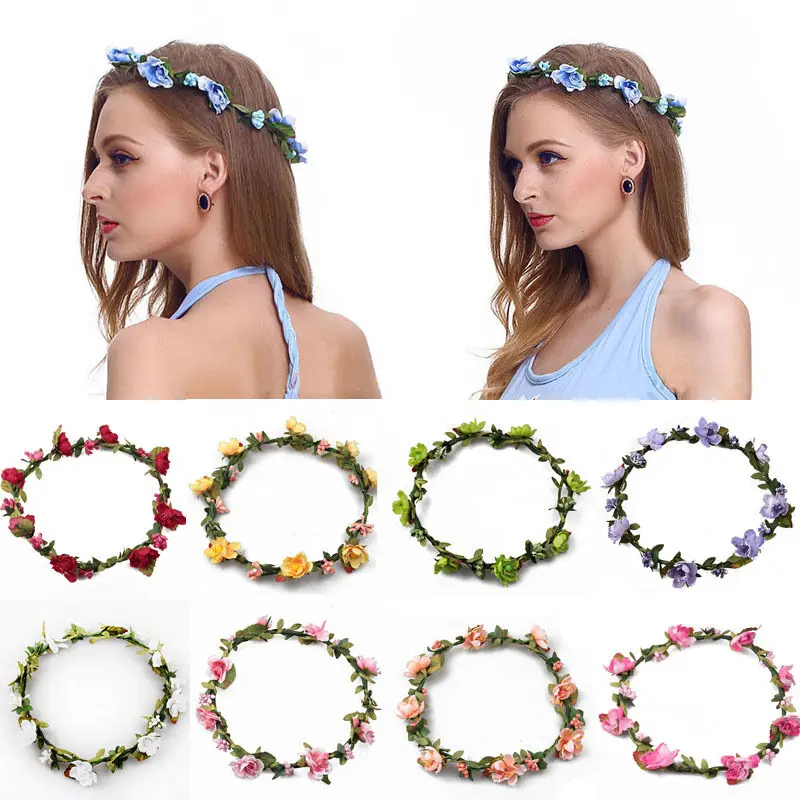 

Girl Crown Floral Headband Garland Flower Wedding Bridal Hairband Festival Boho Hippy Beach Headwear