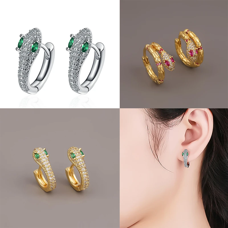 Милые модные высококачественные циркониевые серьги-кольца в виде змеи с кристаллами Стразы ювелирные изделия для женщин Свадебные серьги