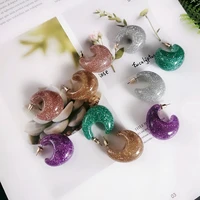ins new fashion candy color sequin resin female titanium needle personalized lightweight earrings wholesale