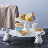 cute rabbit bread tray ceramic plate birthday cake plate dessert snack stand wedding home fruit plate table decoration