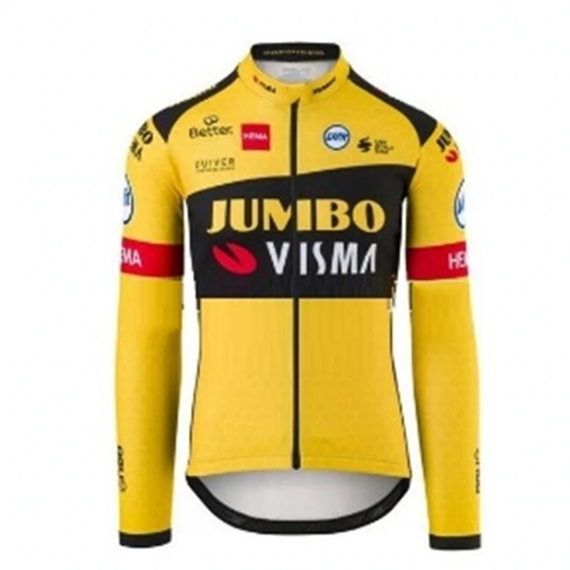Весна Осень 2020 команда jumbo visma желтая велосипедная Джерси мужская Тонкая ткань MTB