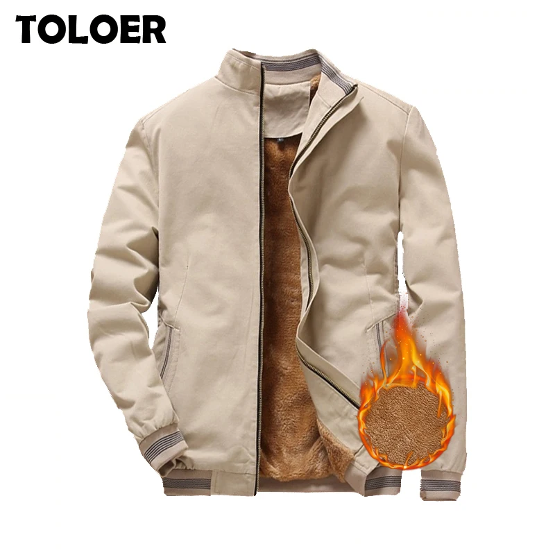 Осенне-зимняя мужская куртка-бомбер повседневная флисовая верхняя одежда