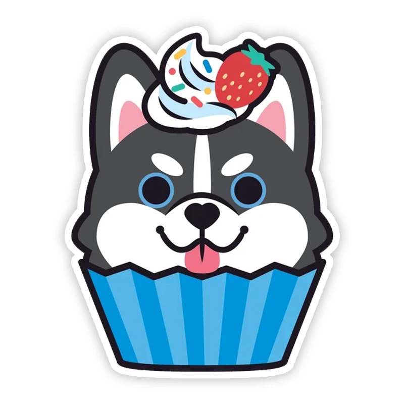 

A0149# 13CM 17CM Self-Adhesive Decal HUSKY CUPCAKE Car Sticker Waterproof Auto Decors on Bumper Rear Window Laptop