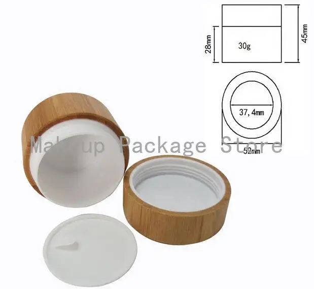 

Free shipping high quality 30g bamboo cream jar inner PP body care cream jar,eye cream box,bamboo small packing bottle