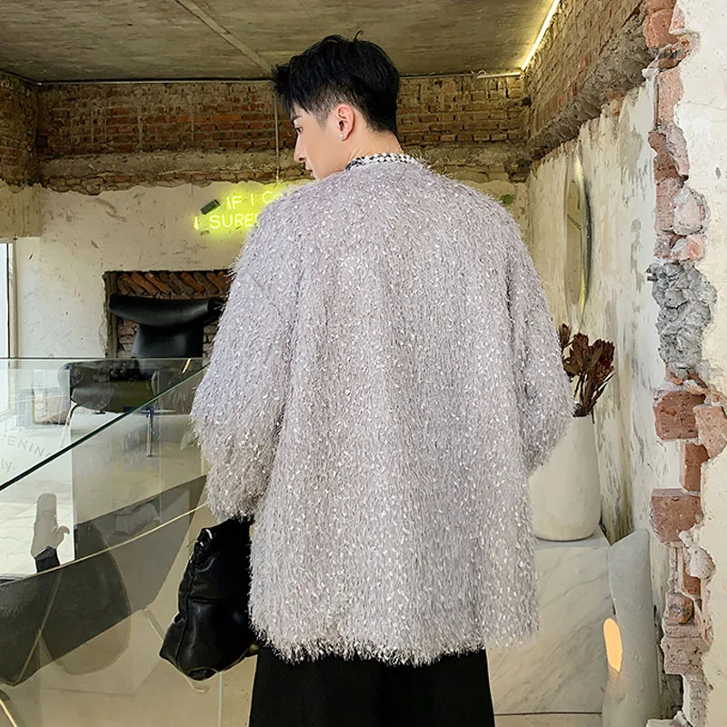 

Male Women Streetwear Hip Hop Lovers Jacket Outerwear Autumn Men Vintage Fashion Feather Tassels Loose Casual Short Coat