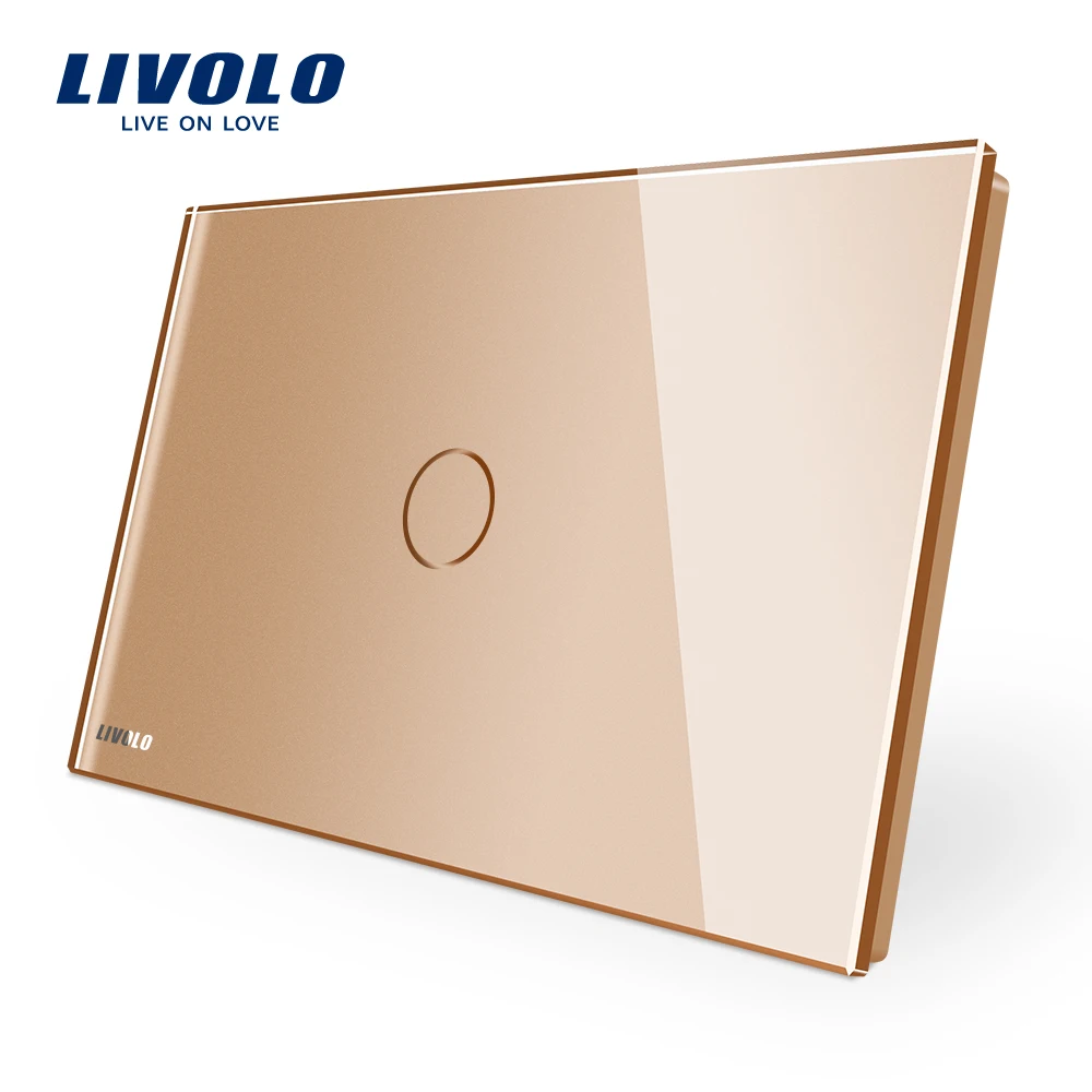 Livolo настенный сенсорный выключатель, панель из кристального стекла, AC110~ 250 В, светодиодный индикатор, стандарт США/Австралии, светильник с сенсорным экраном, 4 цвета