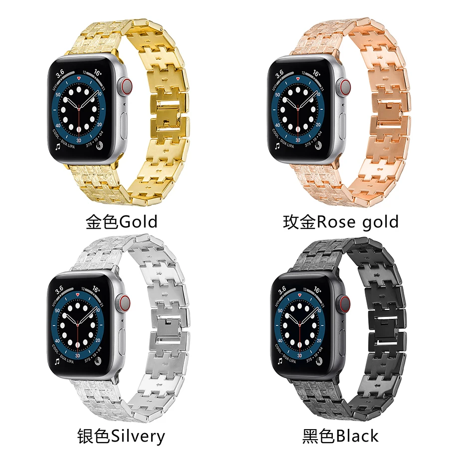 Ремешок VC из нержавеющей стали для Apple Watch Band 44 мм 42 38 40 металлический сменный