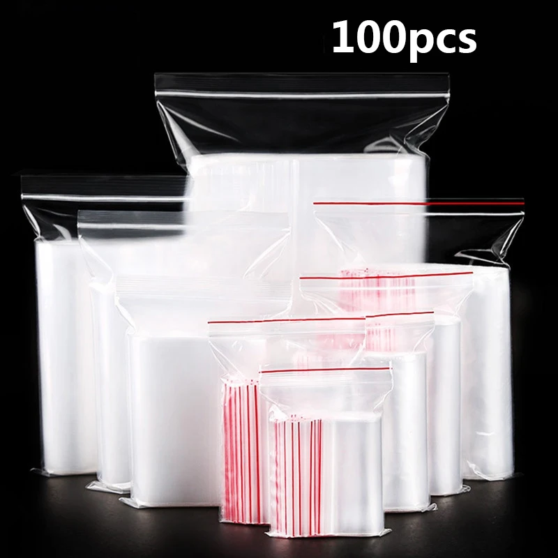 

100pcs/pack Resealable Zip Lock Bags For Beads Charms Jewelry Findings Storage Clear Plastic Bag Reclosable Vacuum Fresh Bag