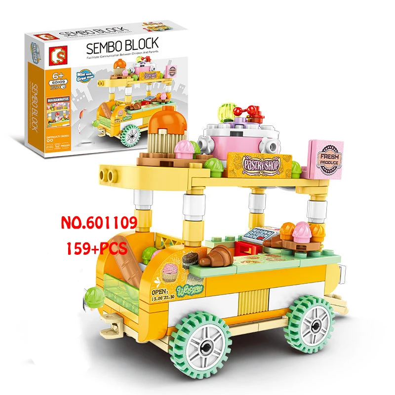 

SEMBO Mini Street View Building Blocks Educational Toys Food Selling Mobile Vending Car Model Kids Bricks Sets