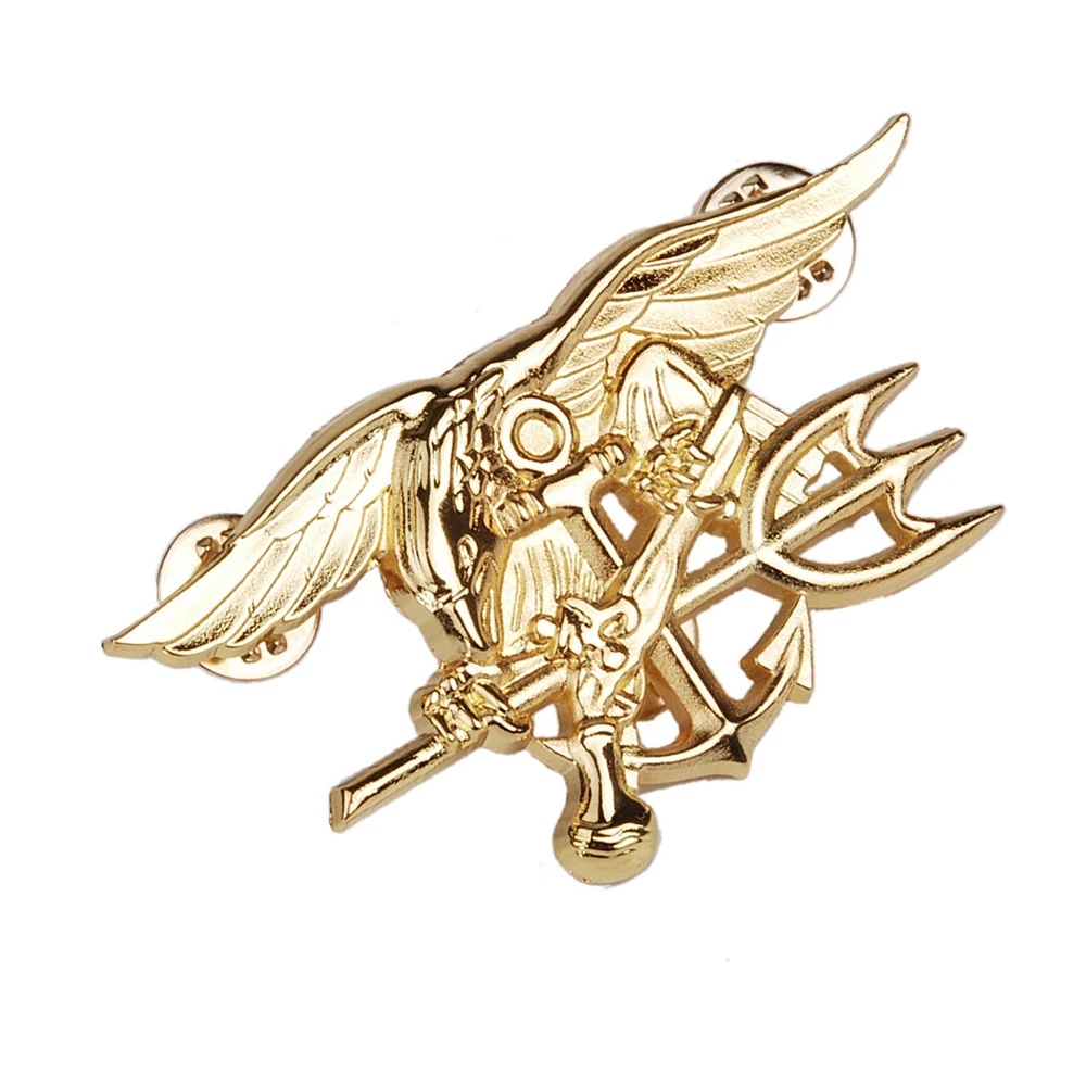 Морской котик США Орел якорь тройной металлический значок золотистый - купить по