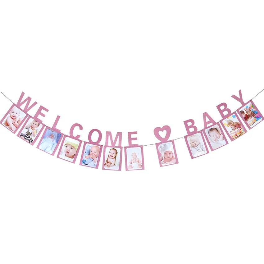 D-3 Welcome 12 месяцы фоторамка баннер Baby 1st декорации с днем рождения Baby Shower 1st для маленьких мальчиков девочек мой первый год вечерние поставки - Цвет: D-3 Welcome