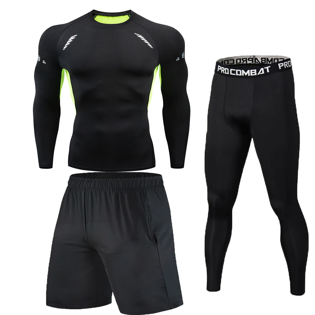 

Brand Men Running Set Compression T shirt Tight Pants Sport Suit Gym Jogging Fitness Sportswear Trained Rashguard Tshirt Men MMA