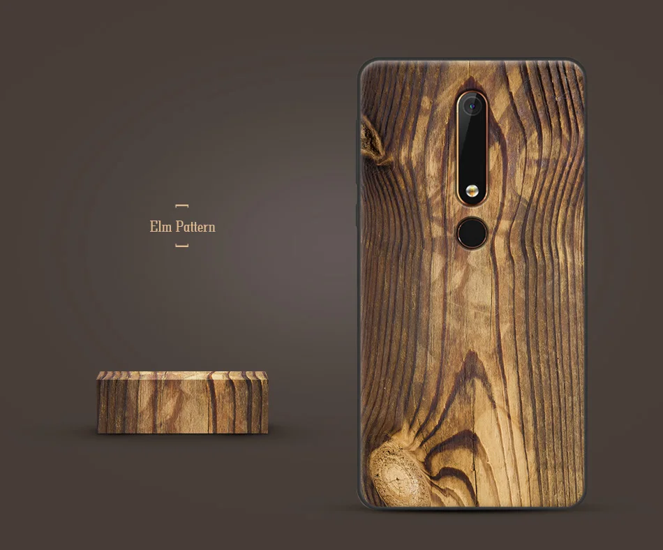 Для Nokia 6,1/6 чехол Мягкая силиконовая Обложка ТПУ Дерево Деревянный камень узорной чехол для телефона защитный чехол противоударный
