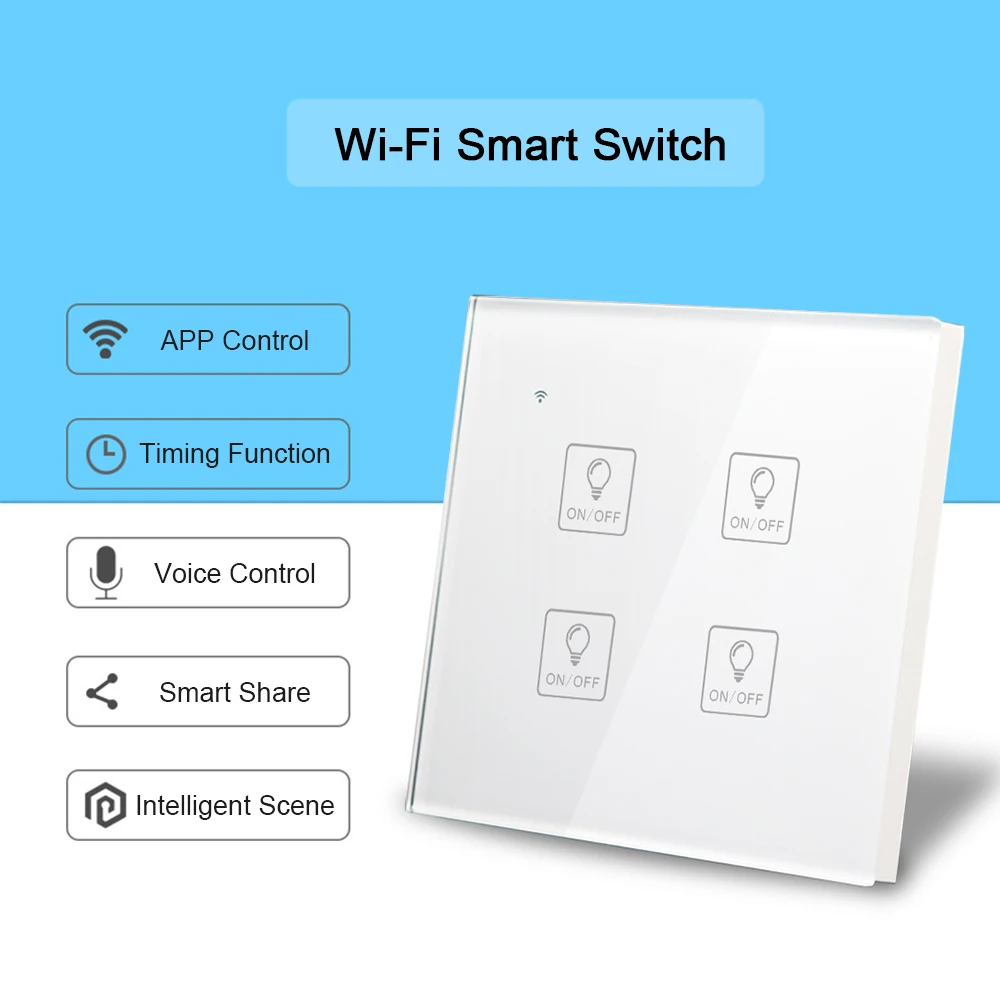 WiFi смарт настенный сенсорный светильник переключатель Голосовое управление