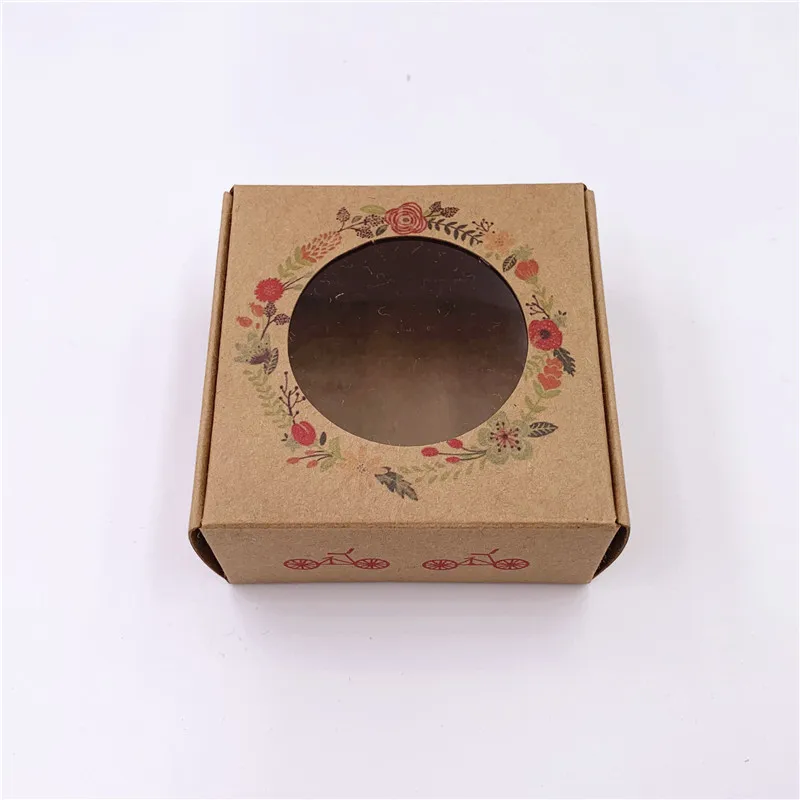 c30 5pcs Transparent PVC Window Soap Boxes Kraft Paper Box Jewelry Gift Packaging Box Wedding Favors Candy Box - Цвет: c30